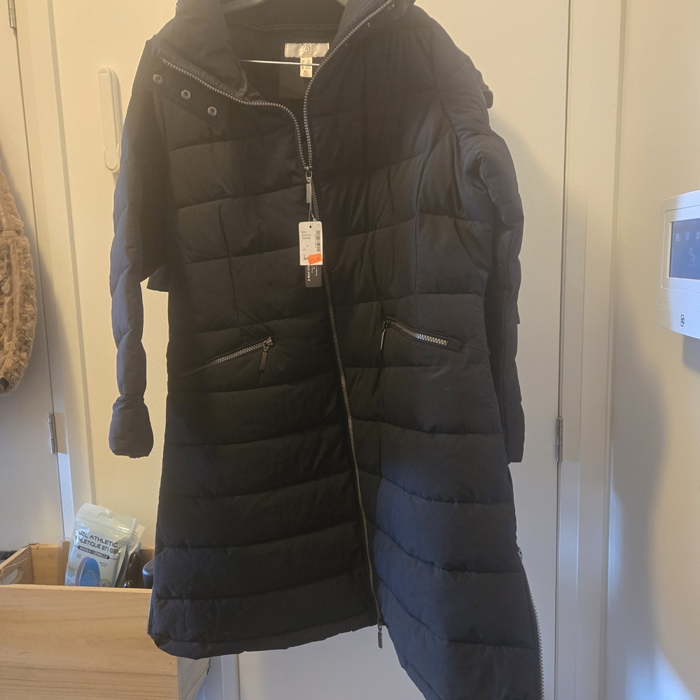 Addition Elle Black Quilted Puffer Coat with Hood